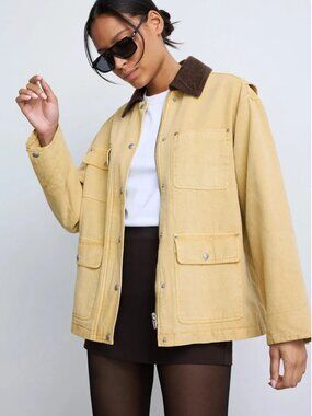 BLANK NYC Breaking Camp Jacket Canvas Utility Jacket with Dark Brown